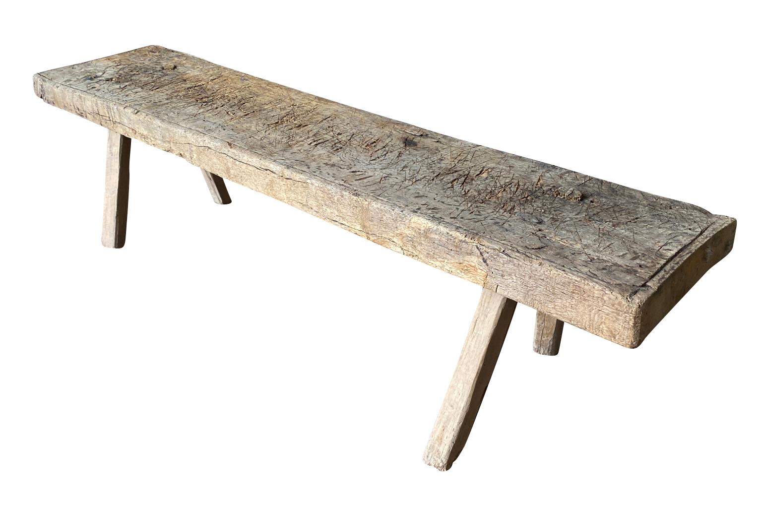Oak Spanish 19th Century Rustic Bench - Coffee Table