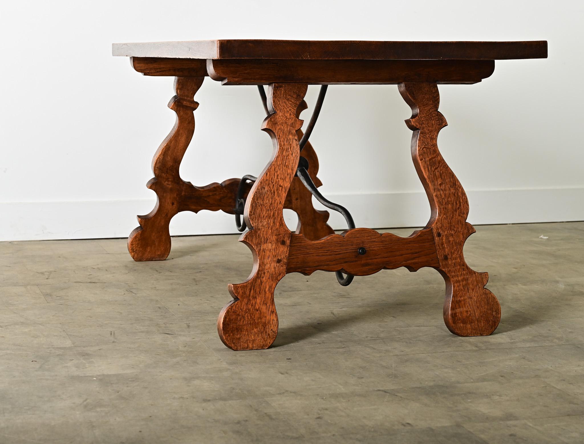 Spanish 19th Century Solid Oak Dining Table For Sale 8