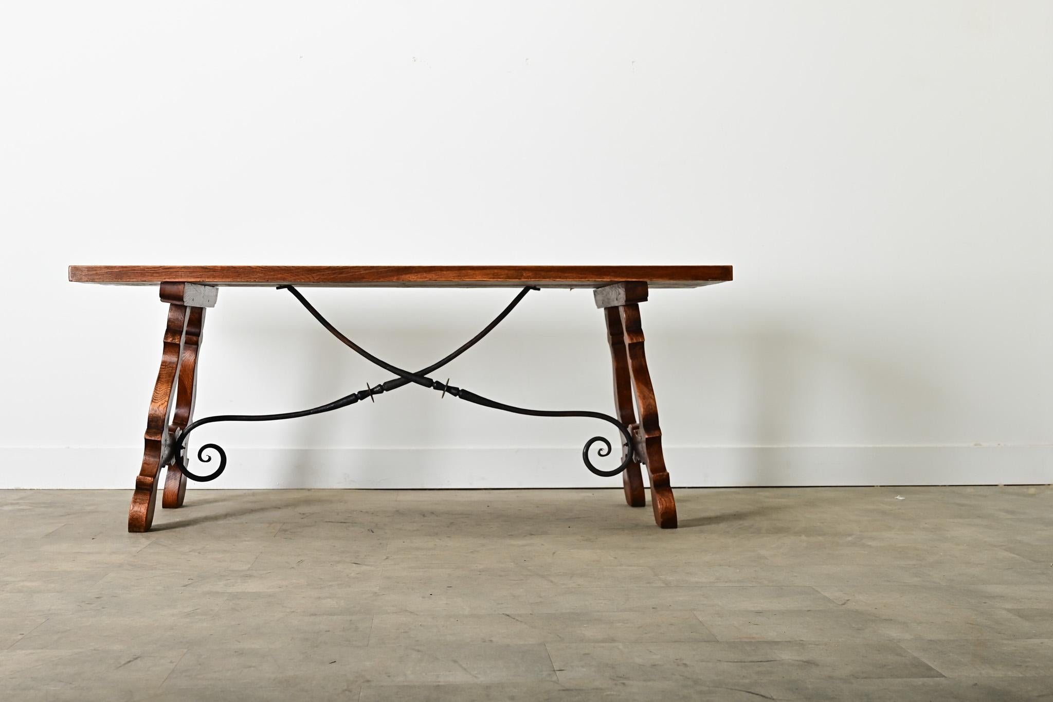 Baroque Spanish 19th Century Solid Oak Dining Table For Sale