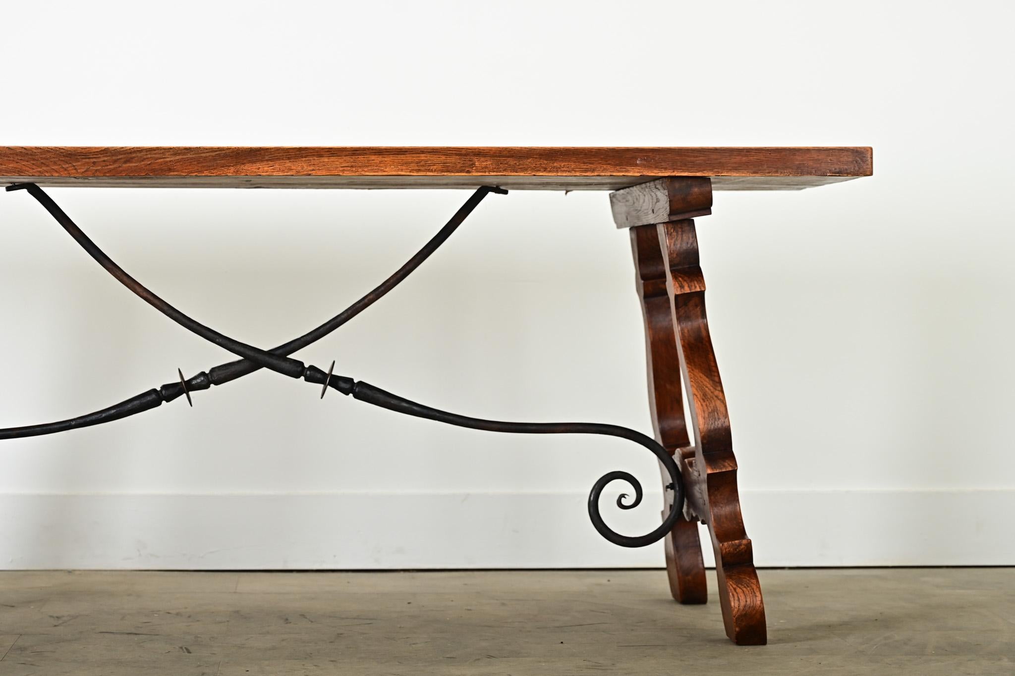 Other Spanish 19th Century Solid Oak Dining Table For Sale