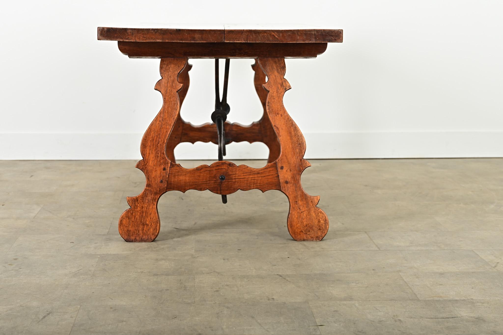 Iron Spanish 19th Century Solid Oak Dining Table For Sale