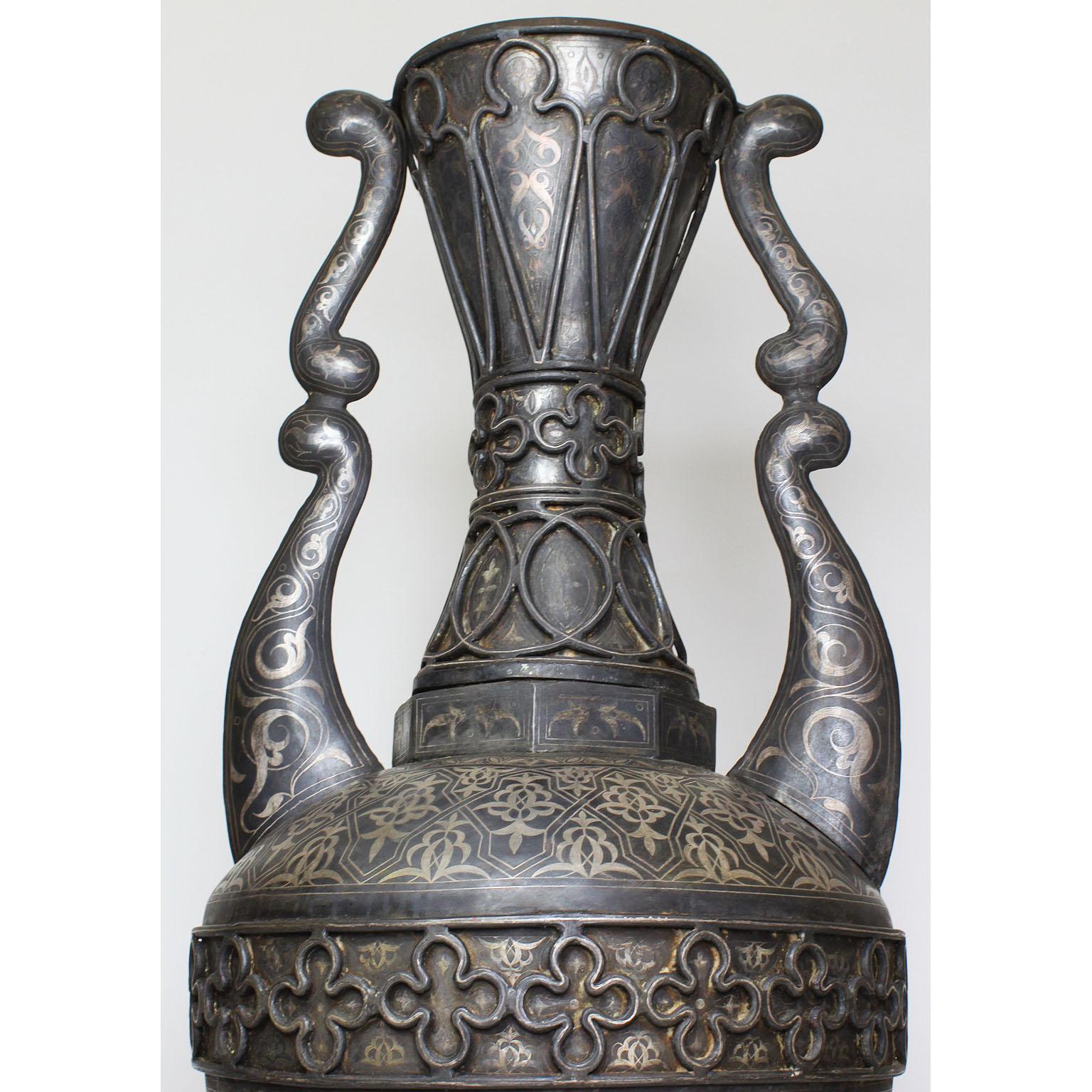 Etched Spanish 19th Century Tooled Metal Overlaid Vase in the Style of Plácido Zuloaga