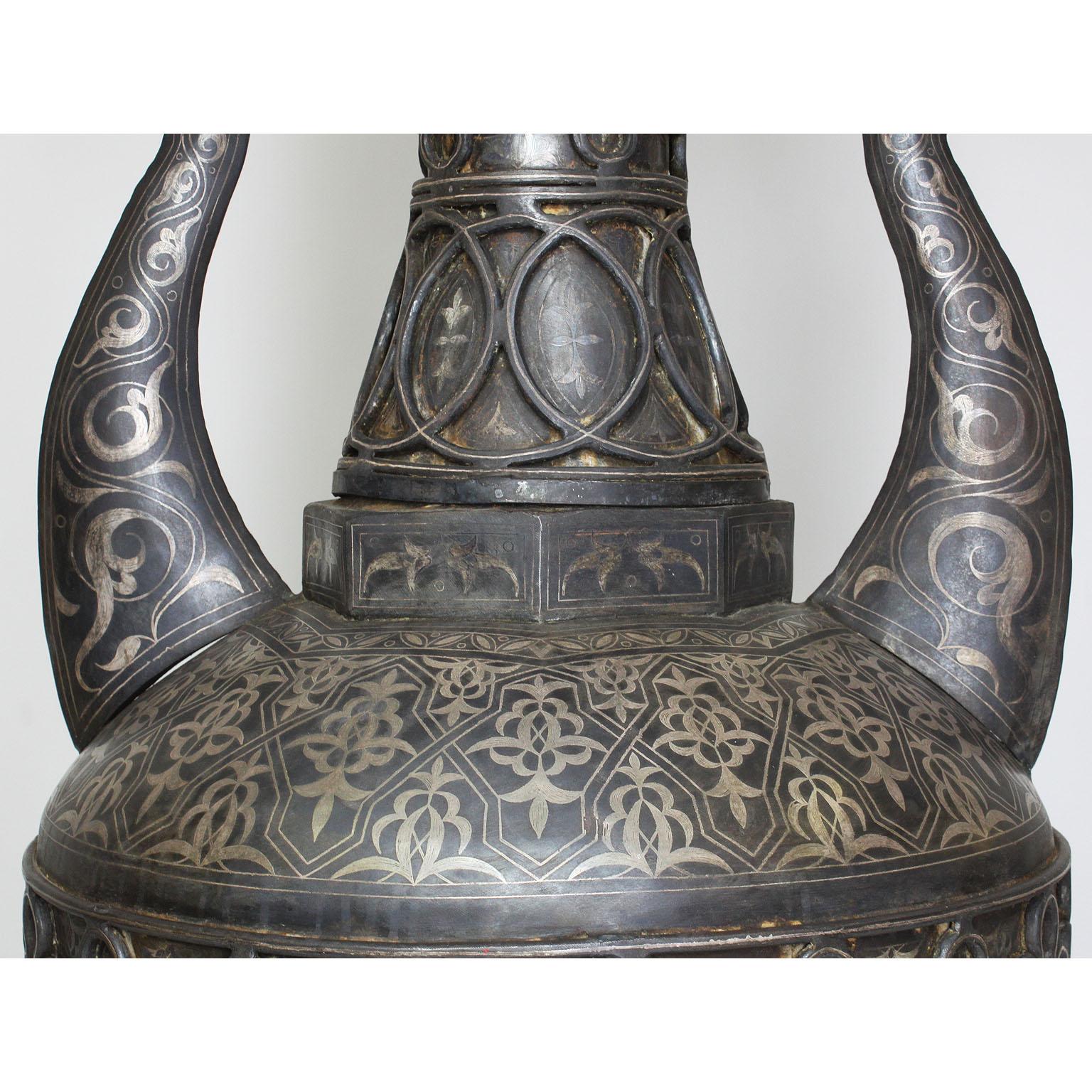 Spanish 19th Century Tooled Metal Overlaid Vase in the Style of Plácido Zuloaga In Fair Condition In Los Angeles, CA
