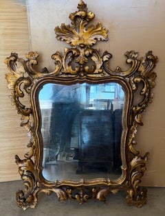 Spanish 20th Baroque Style Carved Walnut Ormolu Gilded Mirror