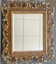 Spanisch 20. Barock Stil geschnitzt Nussbaum Ormolu vergoldet Spiegel