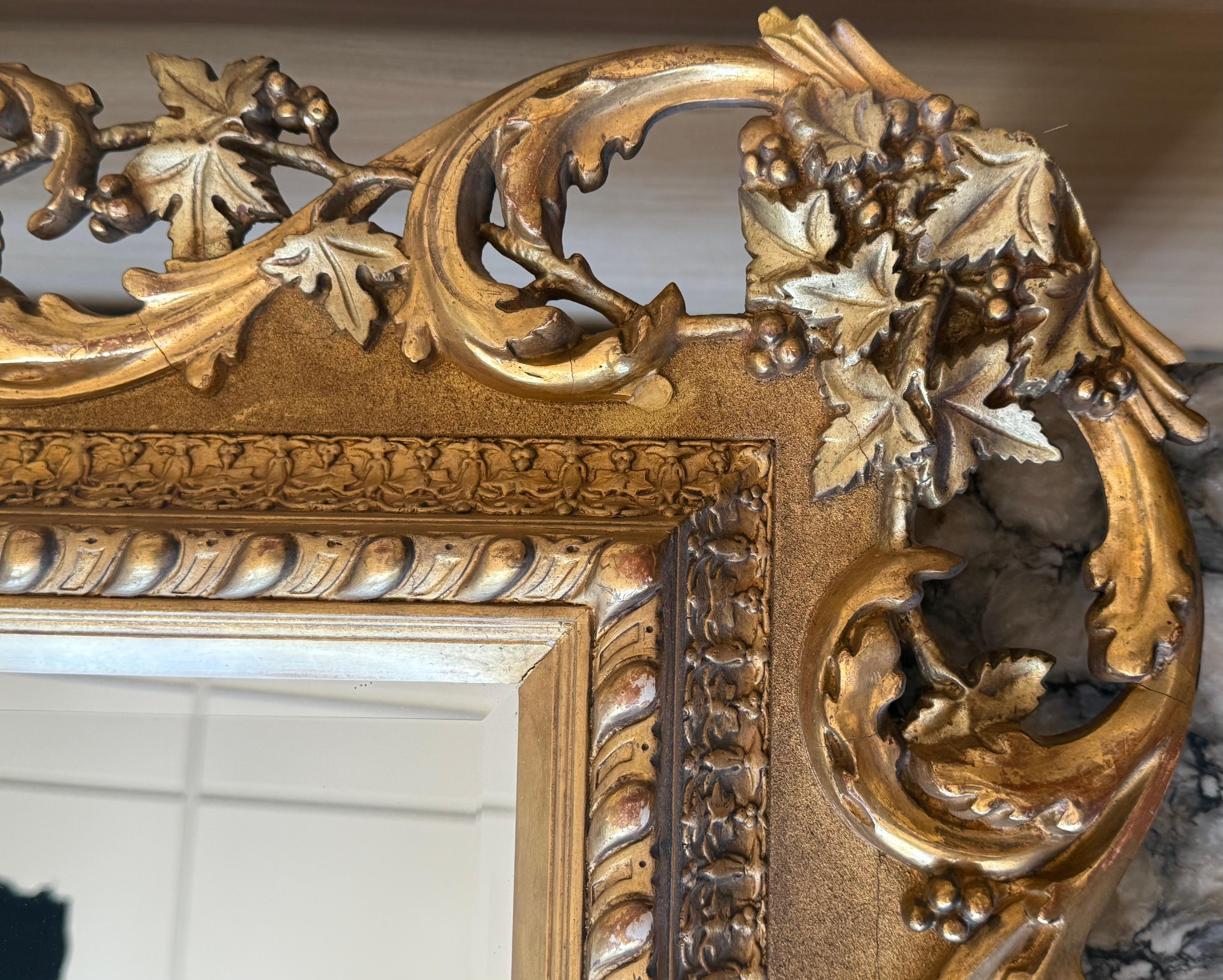 Baroque Revival Spanish 20th Baroque Style Carved Walnut Ormolu Gilded Mirror For Sale