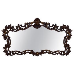 Spanish 20th Baroque Style Carved Walnut Ormolu Large Mirror