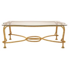 Vintage Spanish 20th century Gilt Metal and Glass coffee table by Emilio Rey, circa 1960
