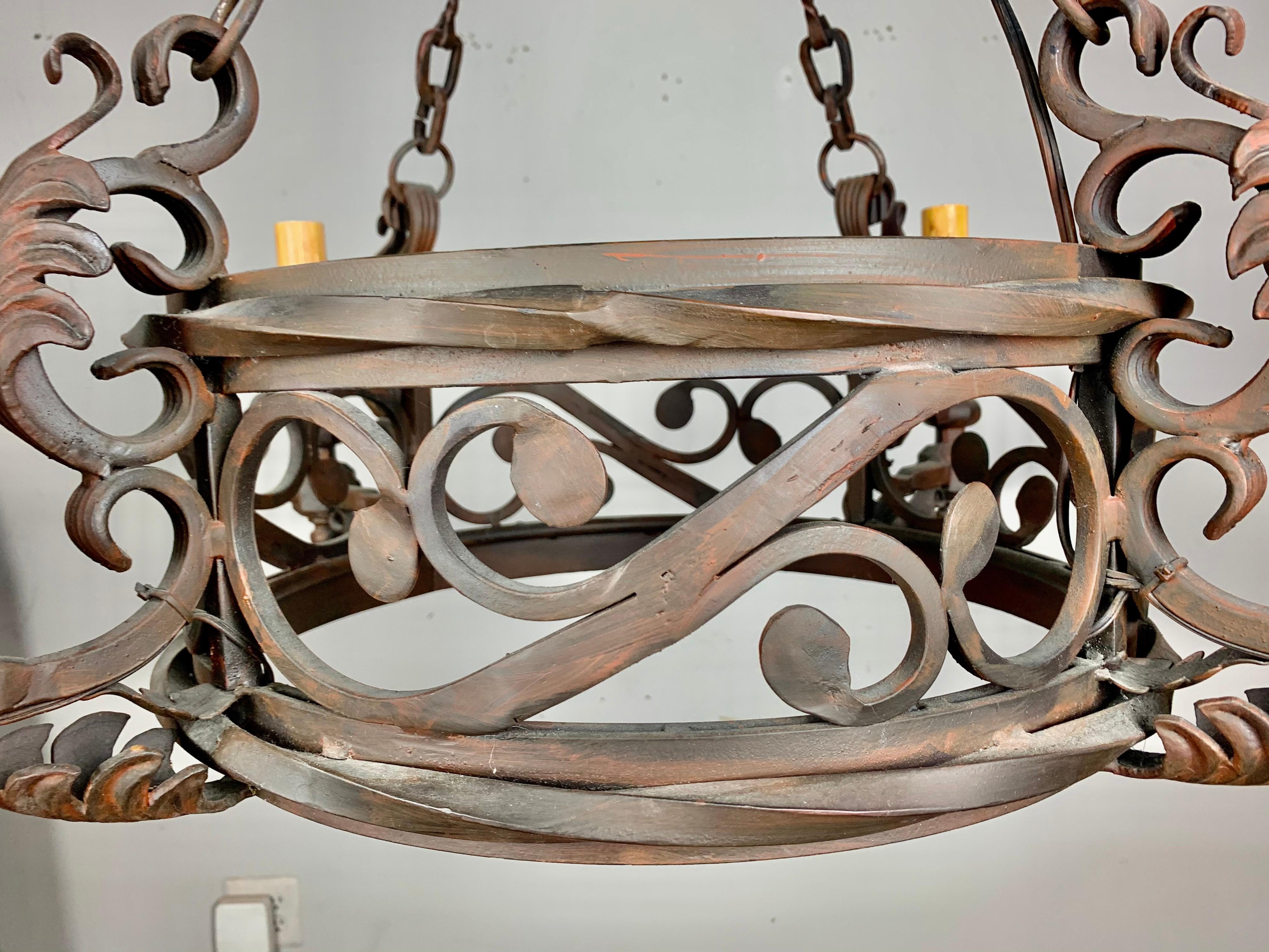 Baroque Spanish '4' Light Wrought Iron Chandelier