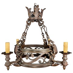 Spanish 
4
 Light Wrought Iron Chandelier