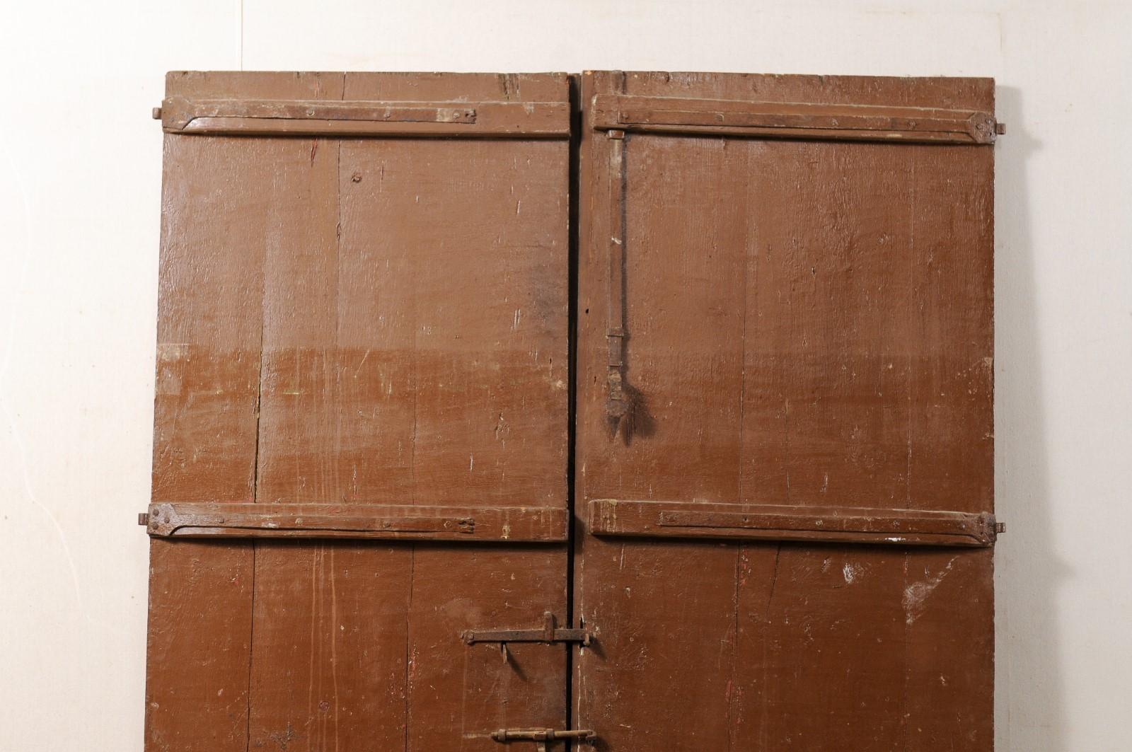 Spanish Pair of Paneled Doors with Original Hardware, Turn 18th-19th Century 5