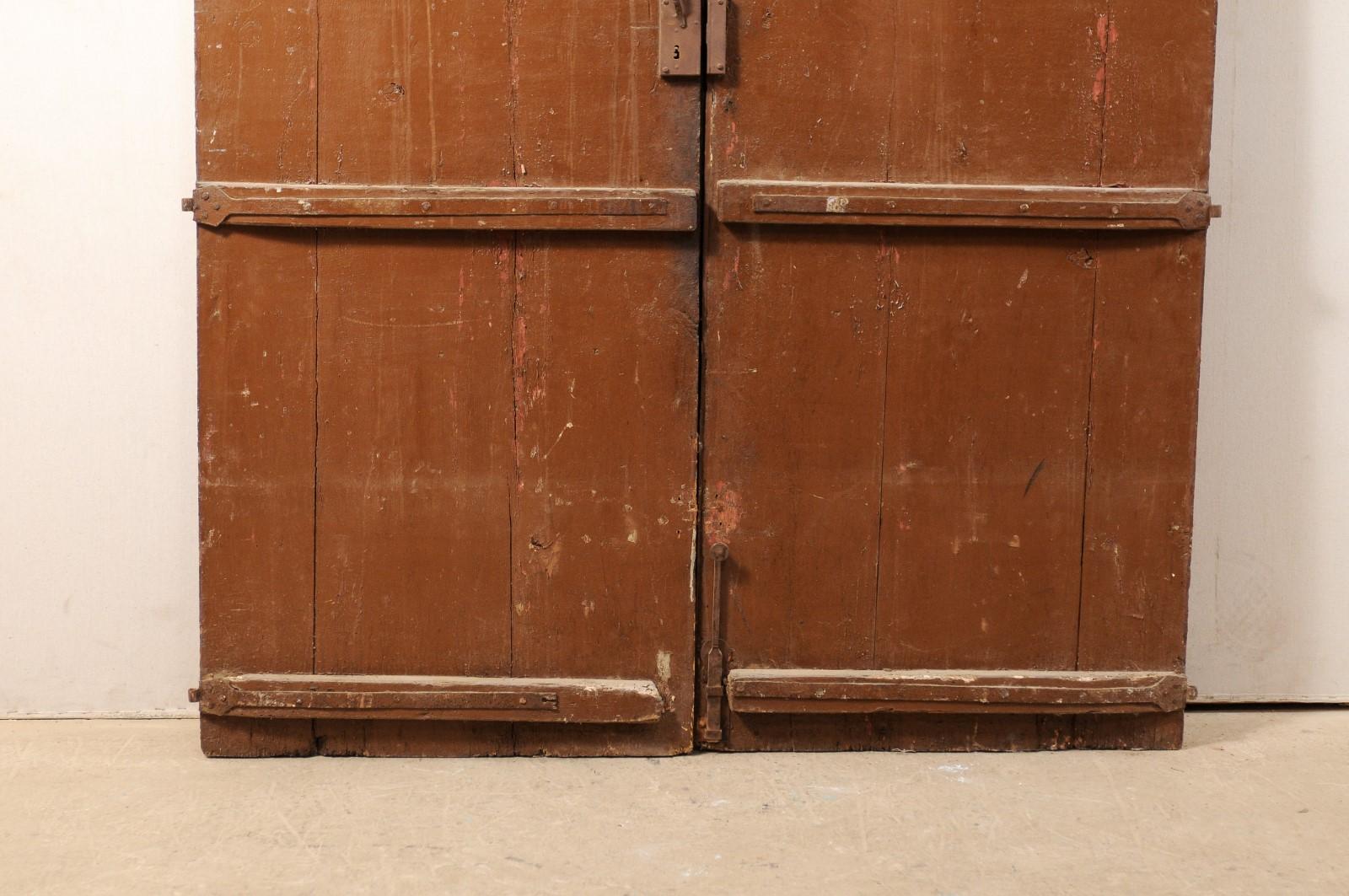 Spanish Pair of Paneled Doors with Original Hardware, Turn 18th-19th Century 6