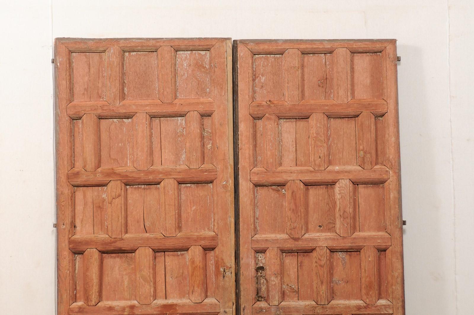 Spanish Pair of Paneled Doors with Original Hardware, Turn 18th-19th Century In Good Condition In Atlanta, GA