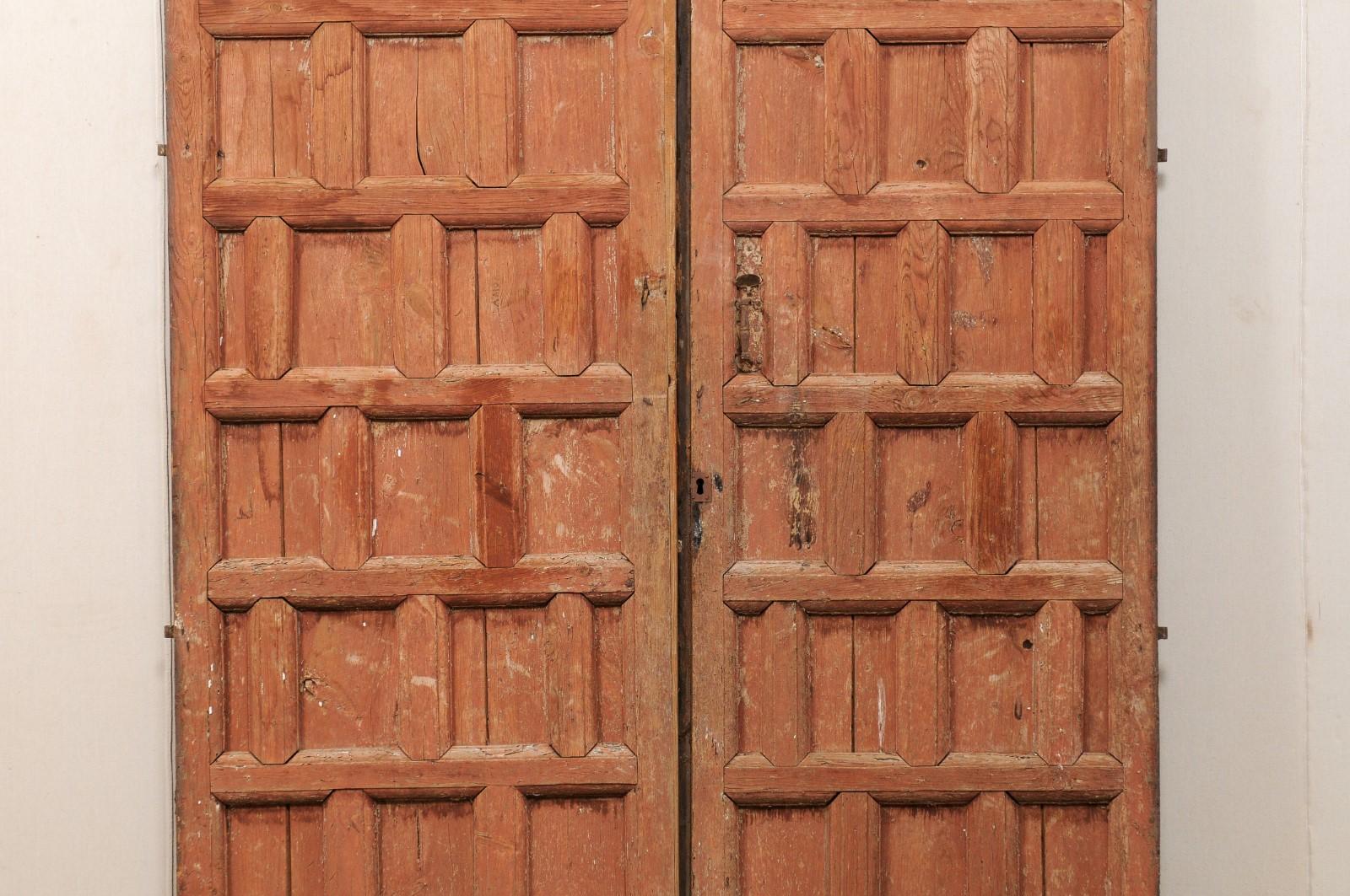 18th Century Spanish Pair of Paneled Doors with Original Hardware, Turn 18th-19th Century