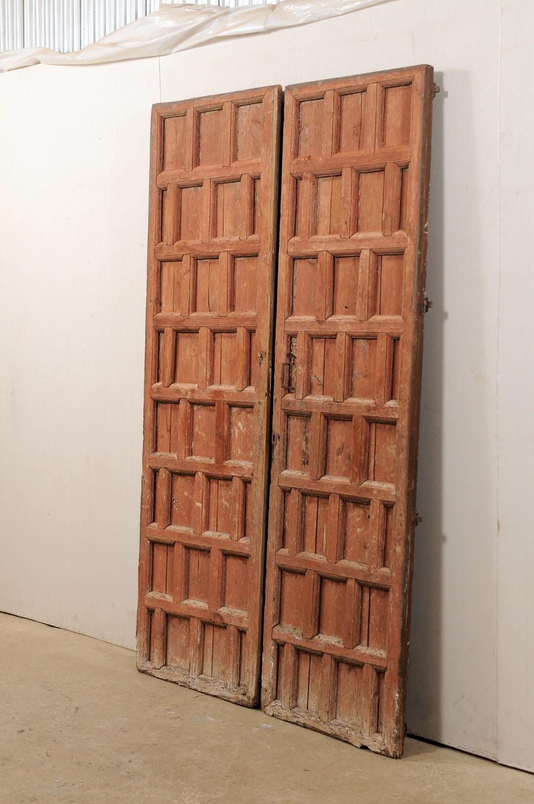 Spanish Pair of Paneled Doors with Original Hardware, Turn 18th-19th Century 1