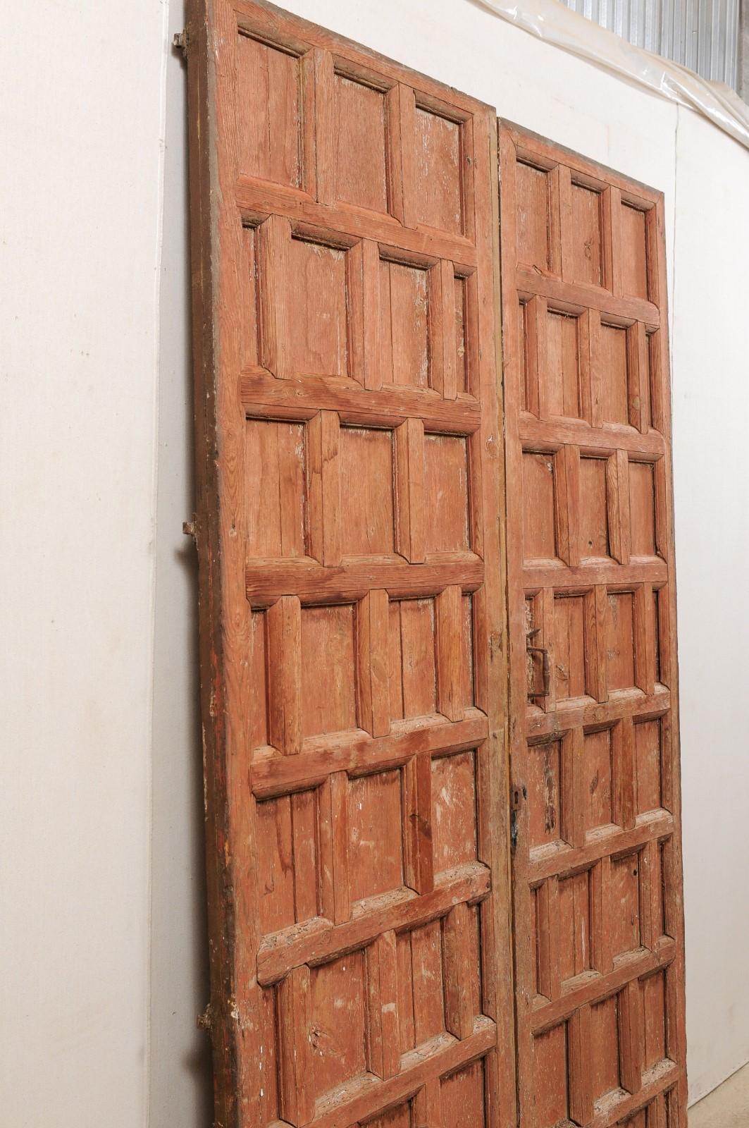 Spanish Pair of Paneled Doors with Original Hardware, Turn 18th-19th Century 2