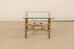 Spanish Side Table with Gold Sun and Leaf Motif + Glass Top