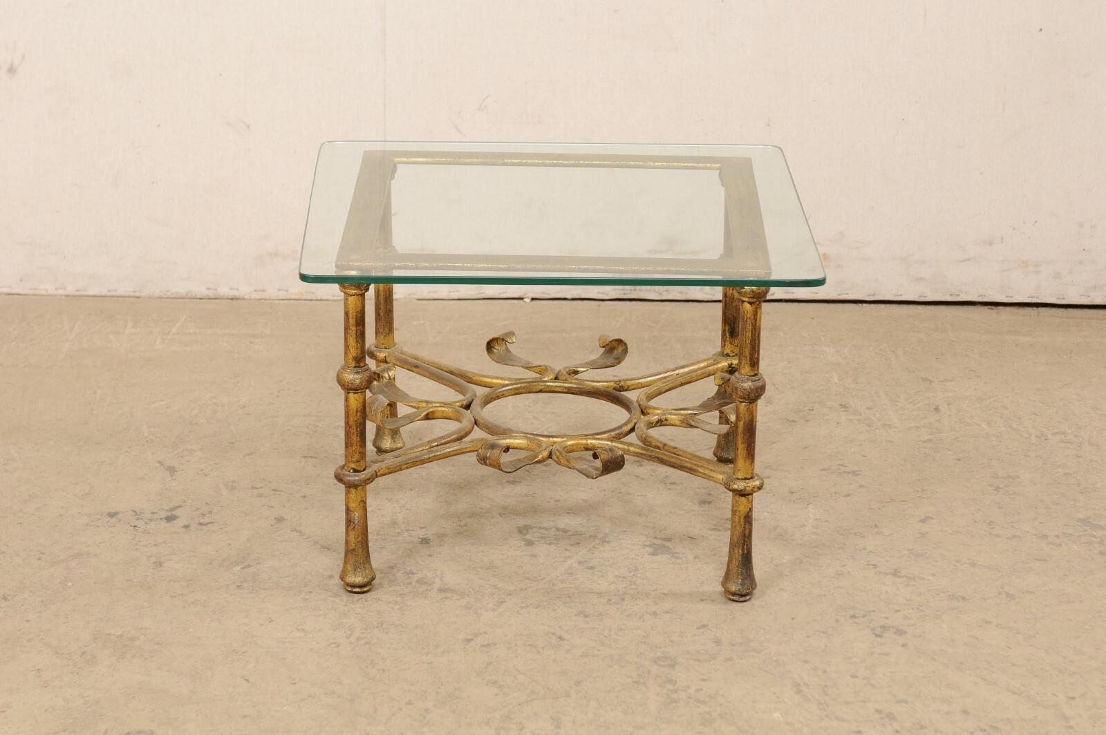 Spanish Accent Table, Square w/Glass Top For Sale 1