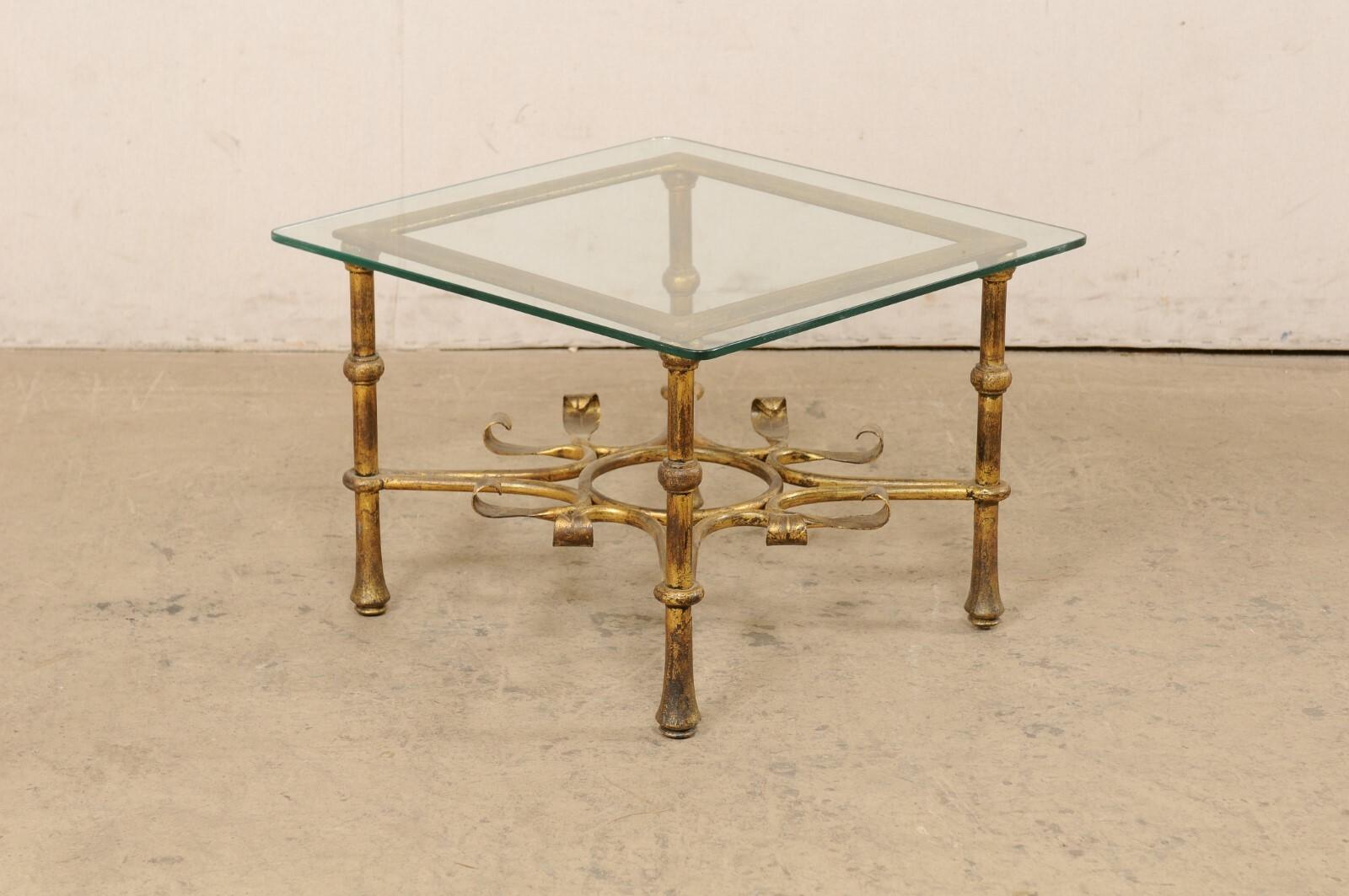 Spanish Accent Table, Square w/Glass Top For Sale 2
