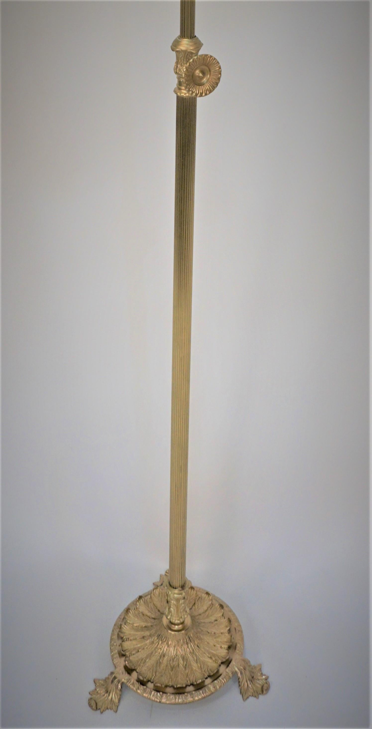 Mid-20th Century Spanish Adjustable Height Bronze Bridge Floor Lamp