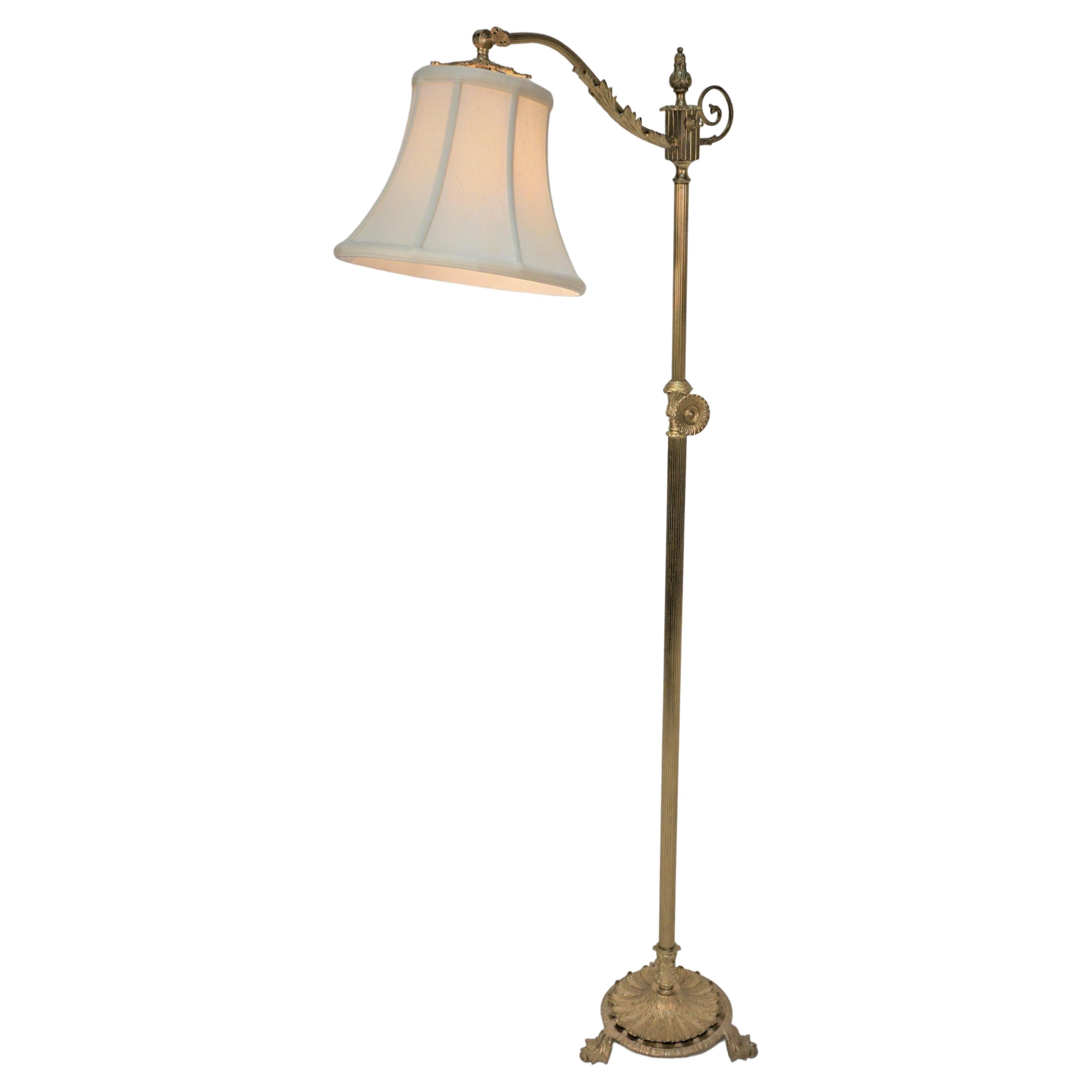 Spanish Adjustable Height Bronze Bridge Floor Lamp