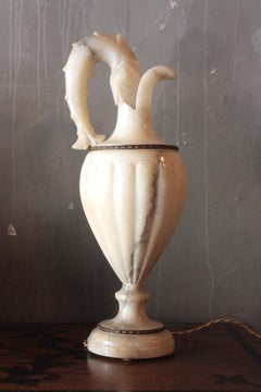 Spanish Albaster Large Urn Jar Table Lamp, 1940