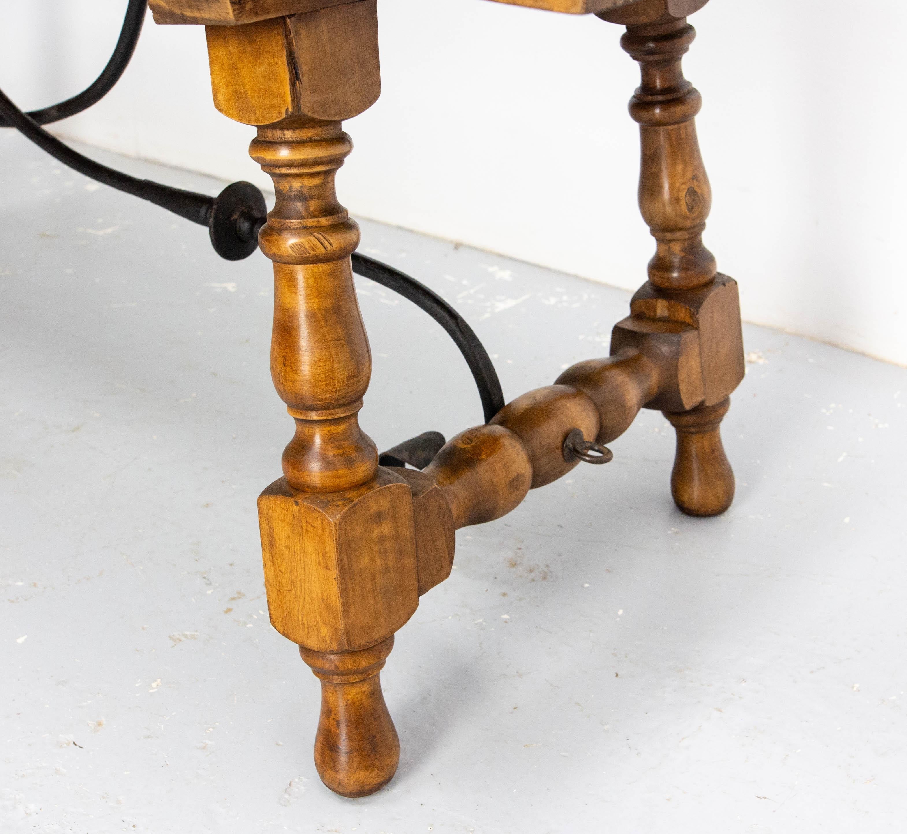 Spanish Alder & Wrought Iron Coffee Table, circa 1960 For Sale 2