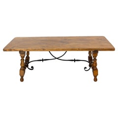 Retro Spanish Alder & Wrought Iron Coffee Table, circa 1960