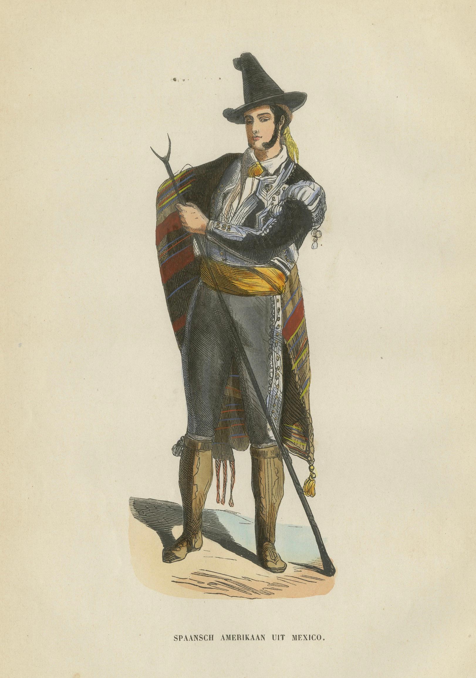 Spanish American from Mexico - Antique Costume Lithograph, c.1852