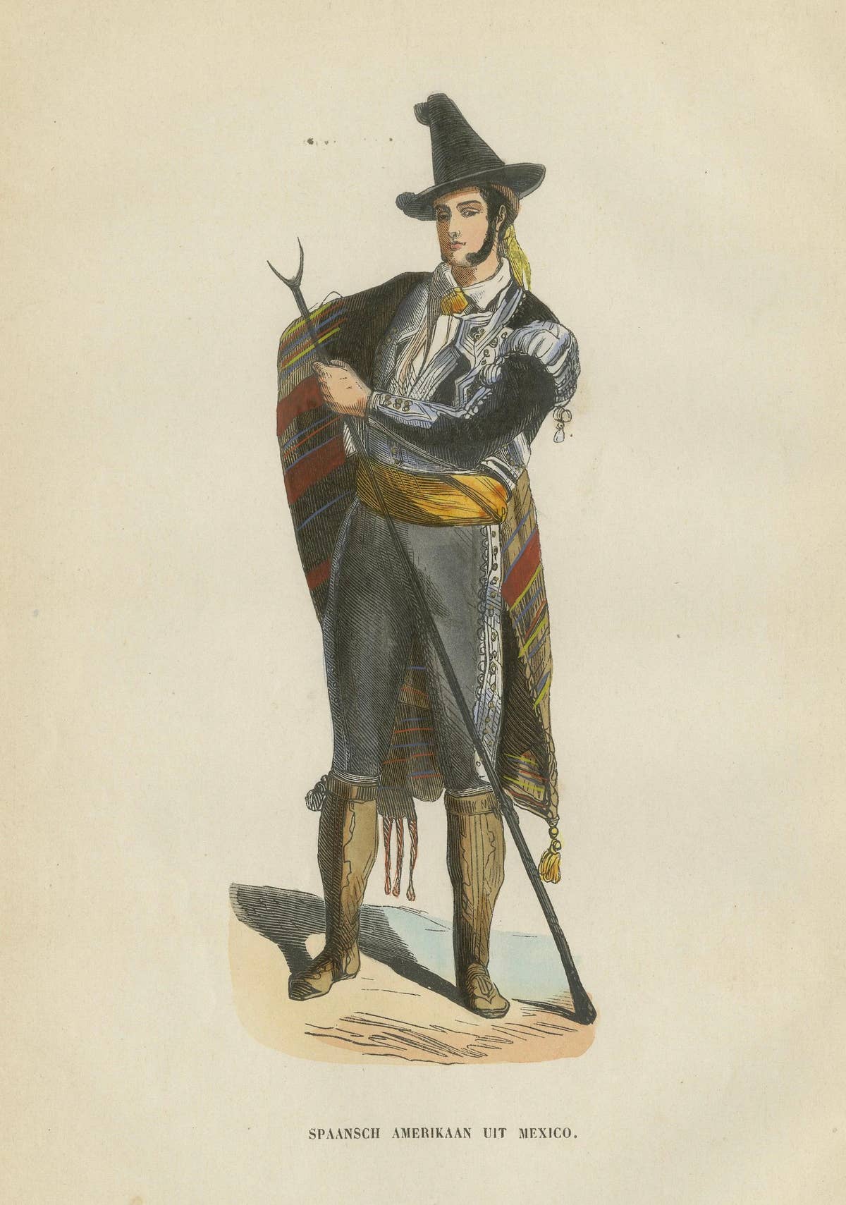 Spanish American from Mexico - Antique Costume Lithograph, c.1852