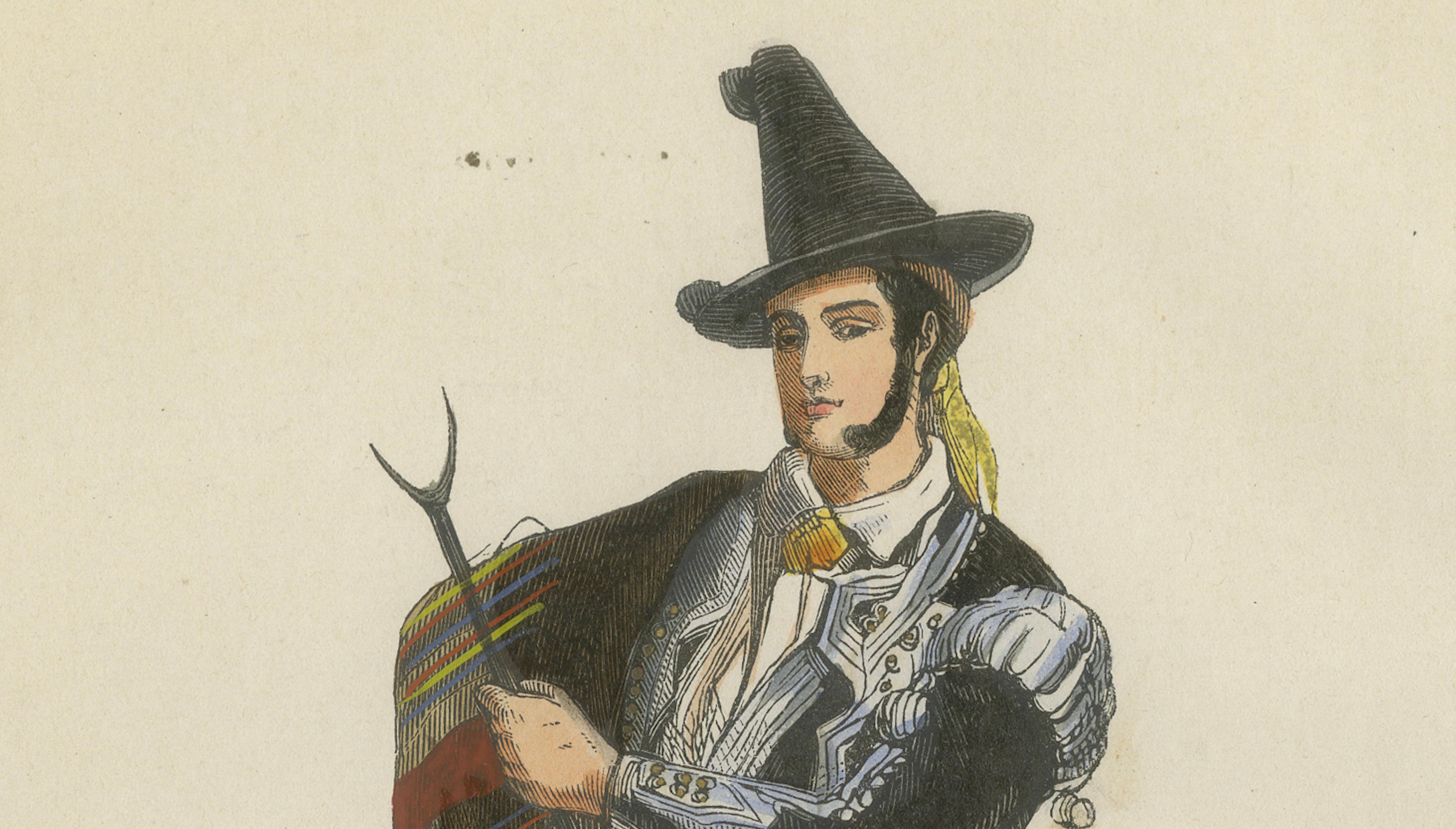Spanish American from Mexico - Antique Costume Lithograph, c.1852