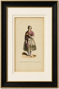 Spanisch-Amerikanisches Mädchen aus Concepción, Chile - Antike Lithographie, um 1852