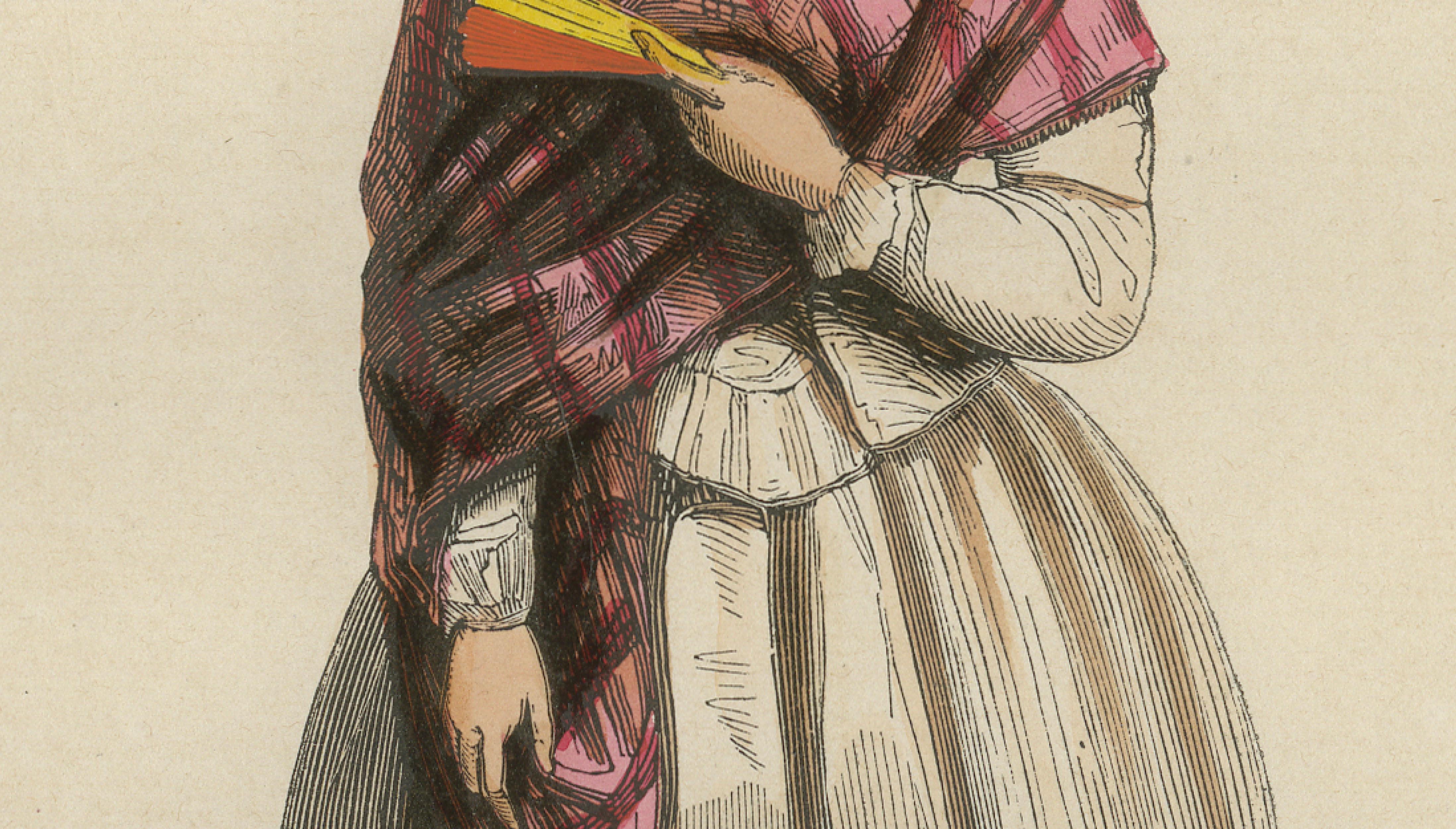 Spanish American Girl from Concepción, Chile - Antique Lithograph, c.1852