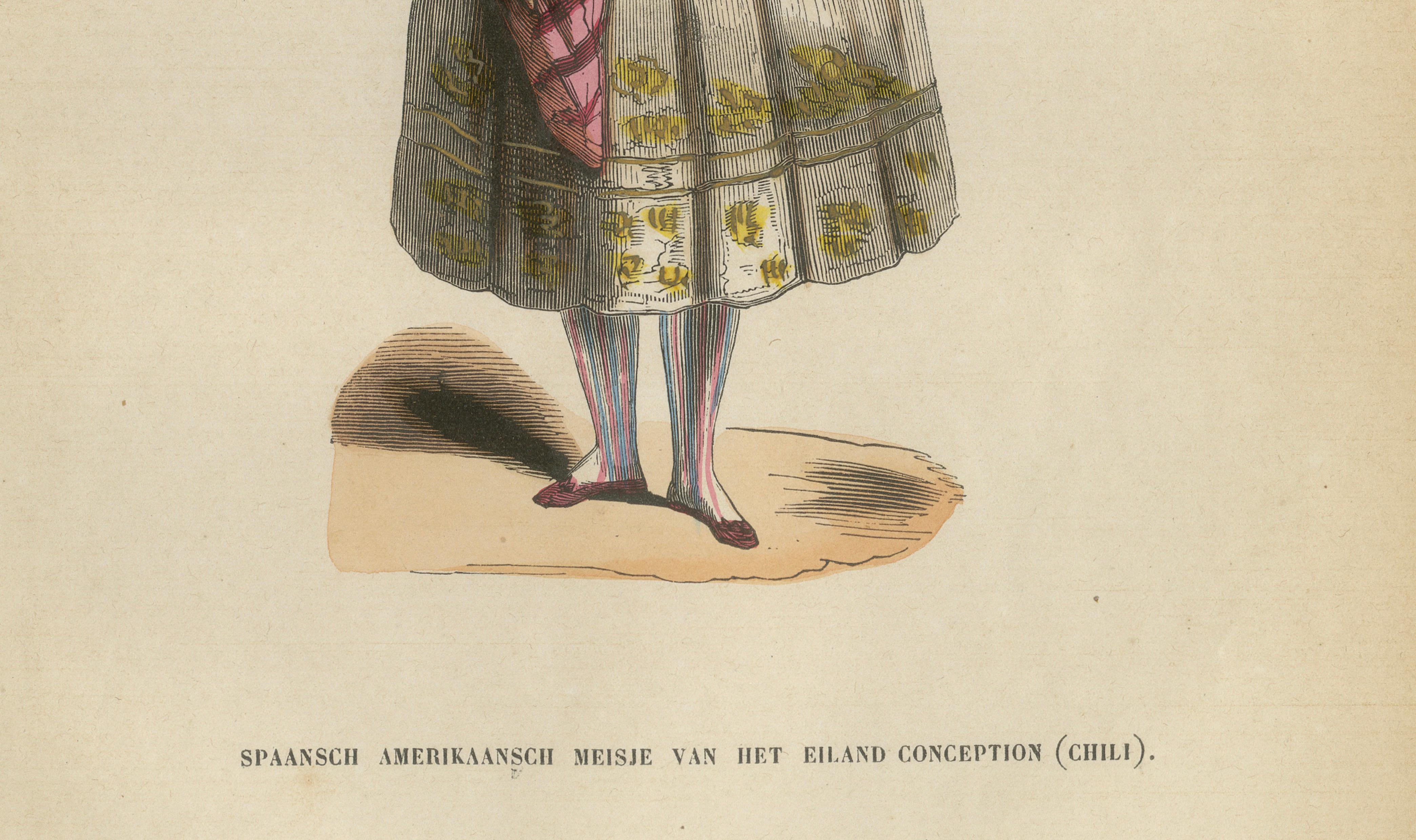 Spanish American Girl from Concepción, Chile - Antique Lithograph, c.1852
