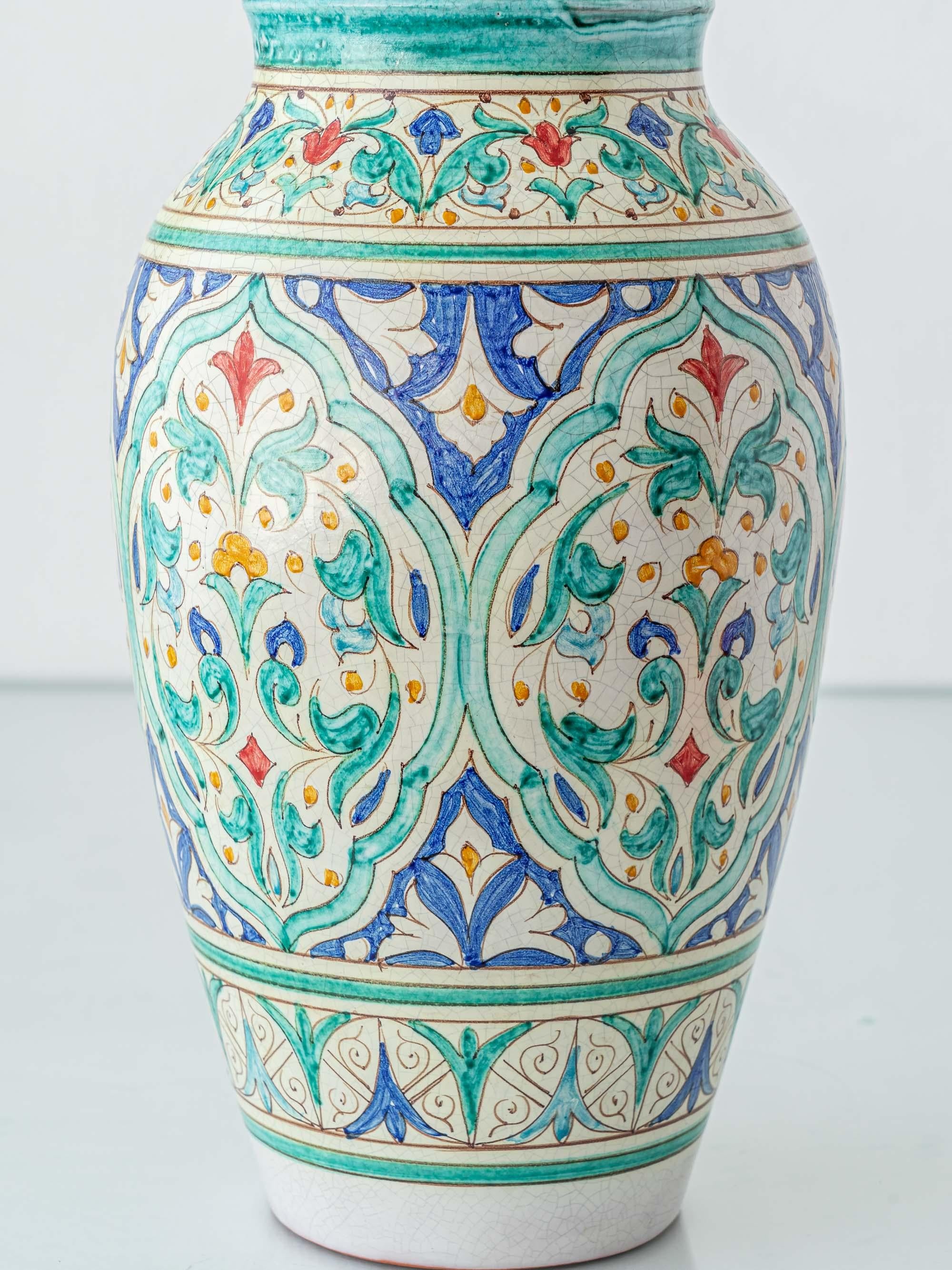 Spanish Andalusian Ceramic Table Lamp, Al Yarrar Granada, Moorish Nasrid Design In Good Condition For Sale In AMSTERDAM, NL