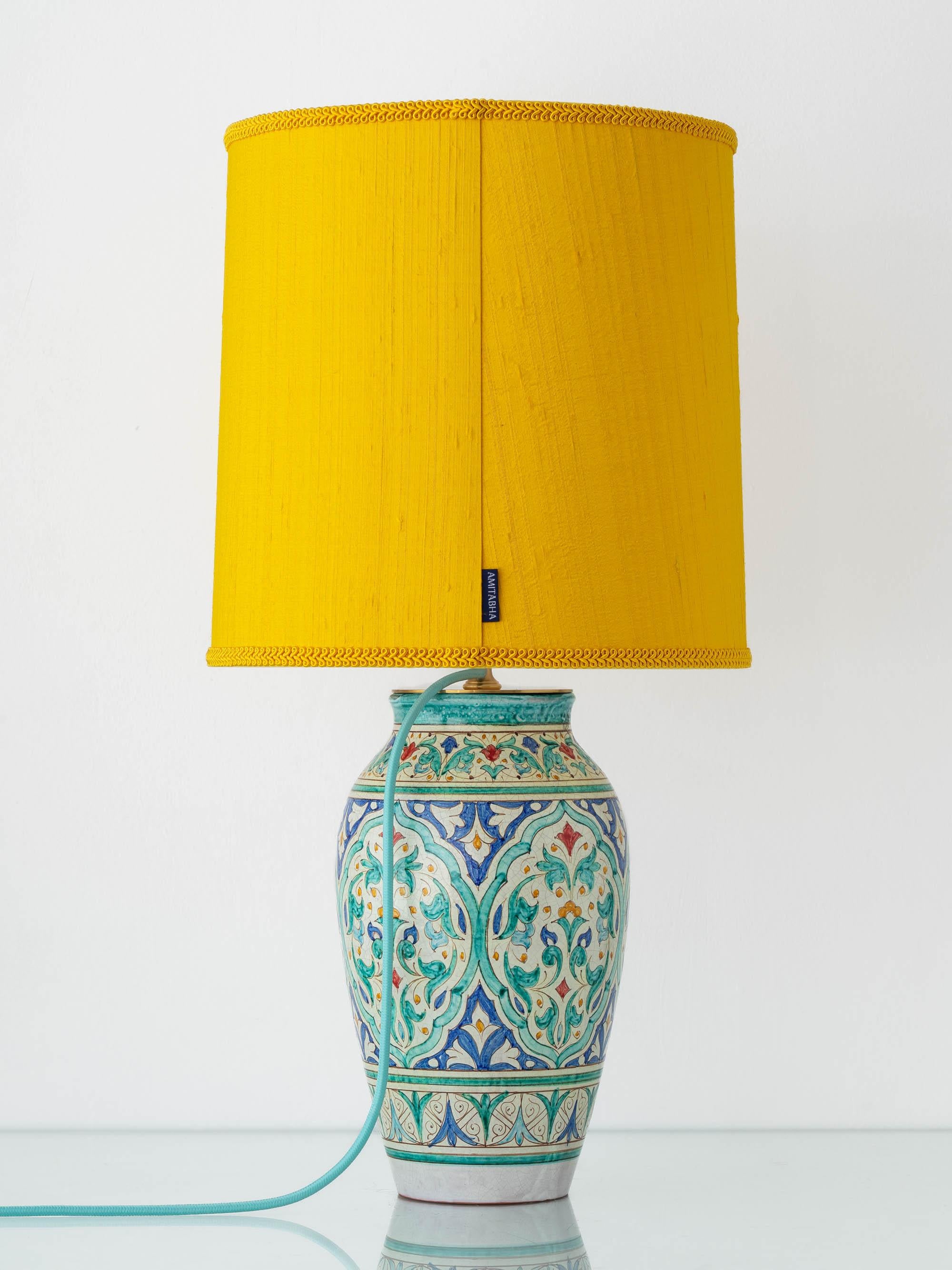 Contemporary Spanish Andalusian Ceramic Table Lamp, Al Yarrar Granada, Moorish Nasrid Design For Sale