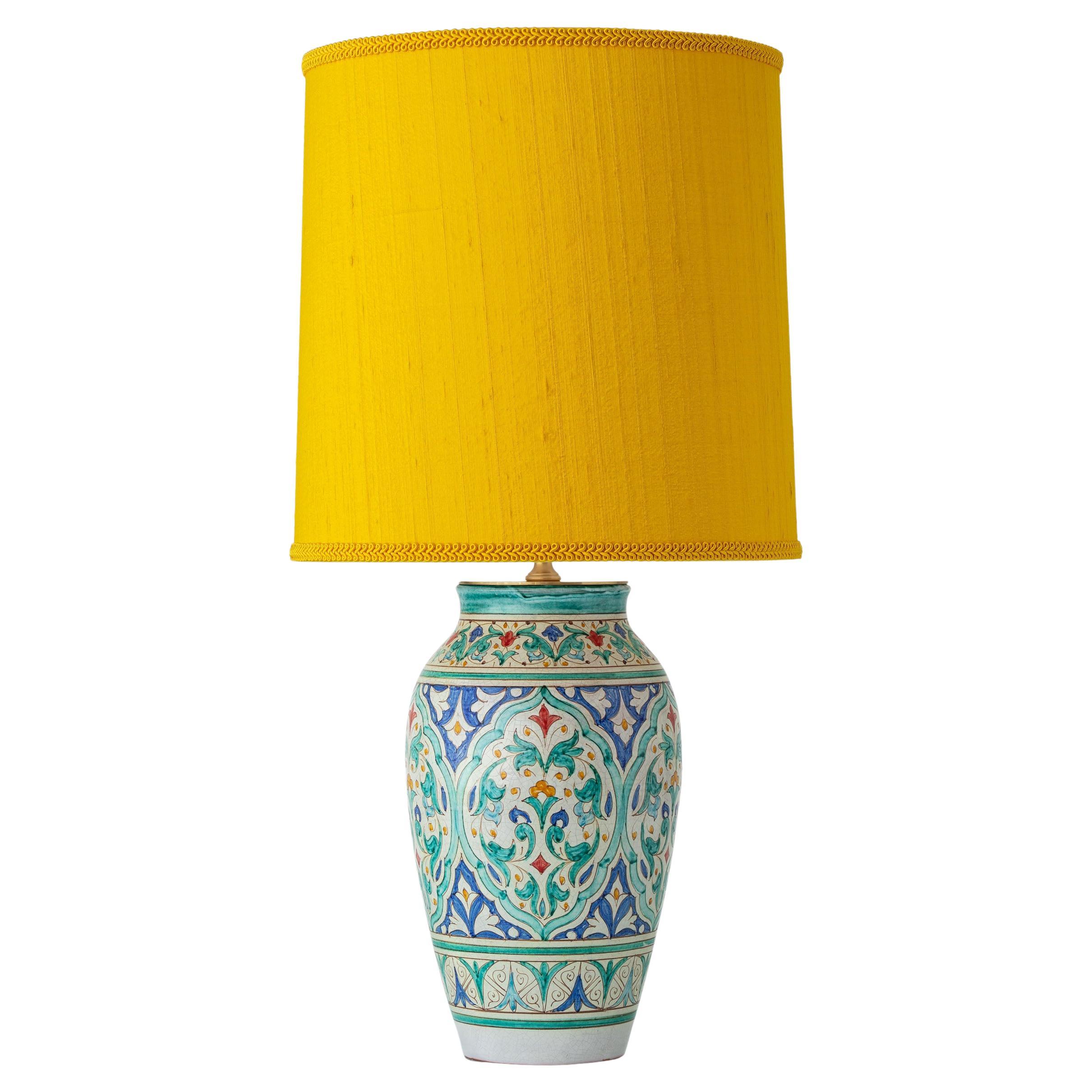 Spanish Andalusian Ceramic Table Lamp, Al Yarrar Granada, Moorish Nasrid Design For Sale
