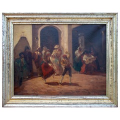Spanish Andalusian Costumbrist Goyesque Scene Oil on Canvas