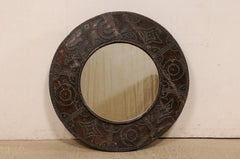 Spanish Antique "Brasero" Nail-Head Round-Shaped Mirror