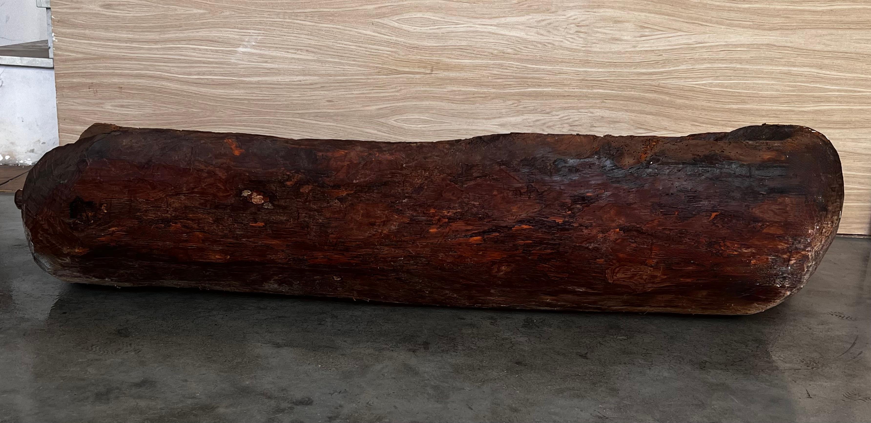 Spanish Antique & Brutalist Hollowed Out Tree Trunk Wooden Planter, 1700 In Good Condition For Sale In Miami, FL