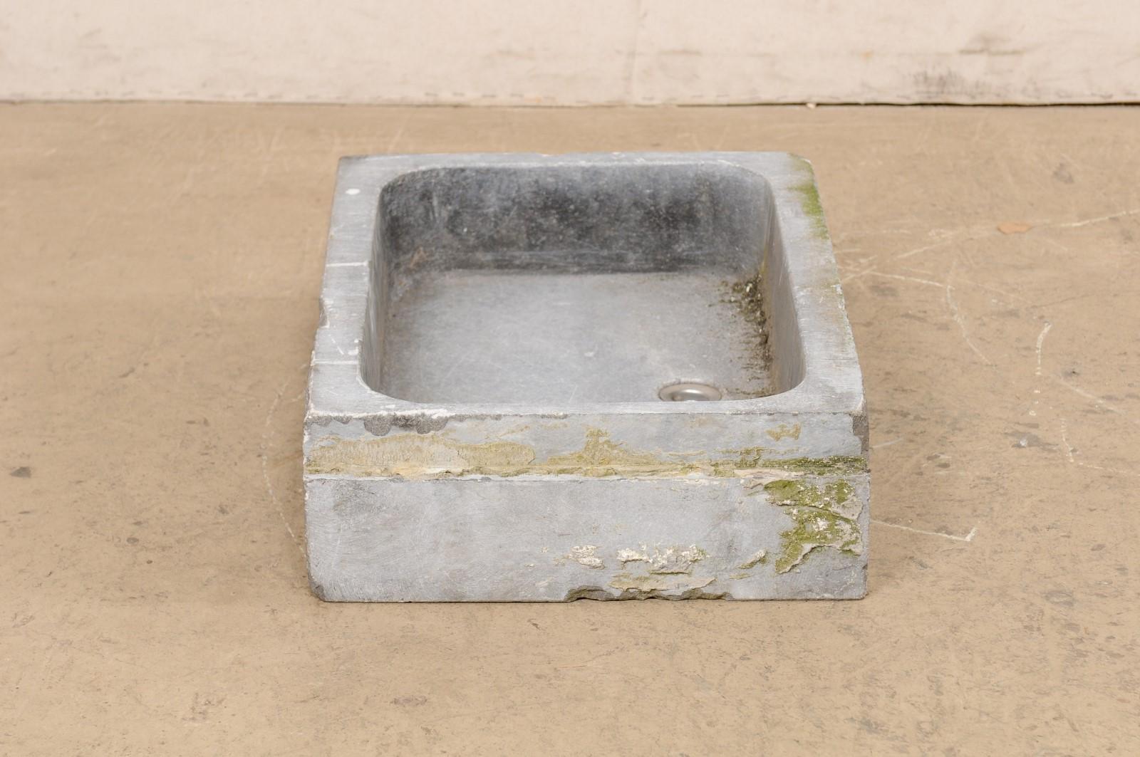 Spanish Antique Carved Bluestone Rectangular-Shaped Sink 1