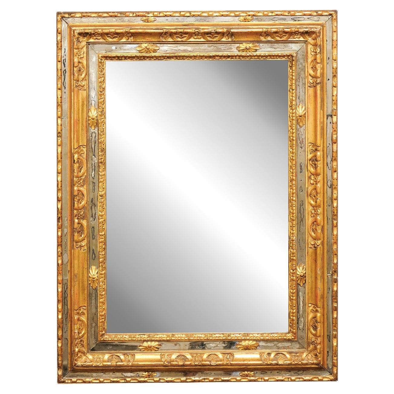 Spanish Antique Carved & Gilt Wood Frame Mirror, Beautifully Embellished