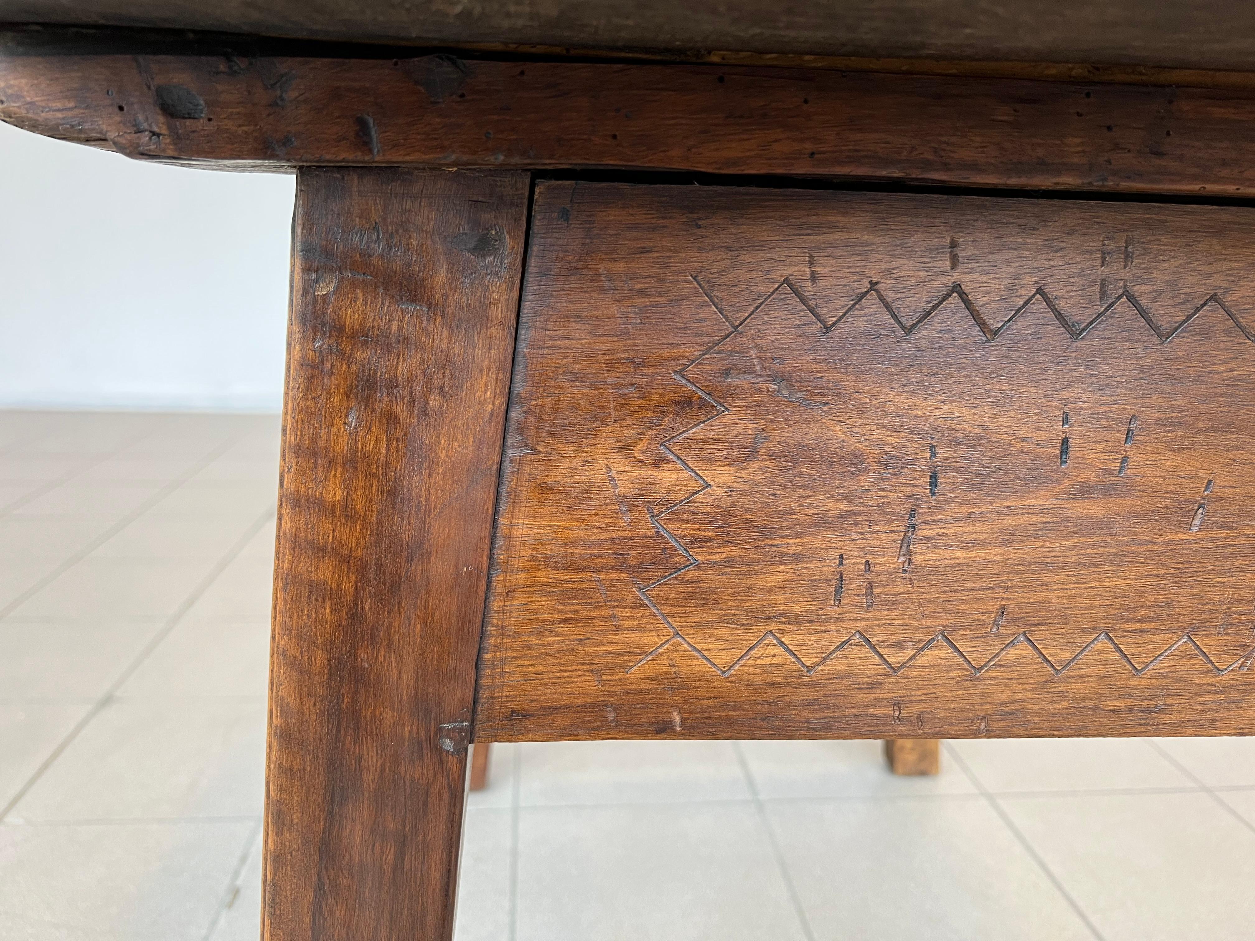 Spanish Antique Kitchen or Side Walnut Table 19c For Sale 4