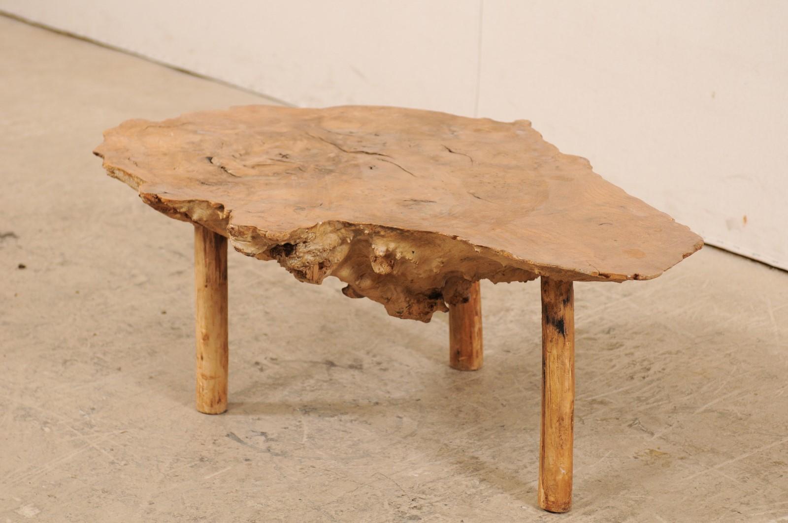 vintage burl wood coffee table