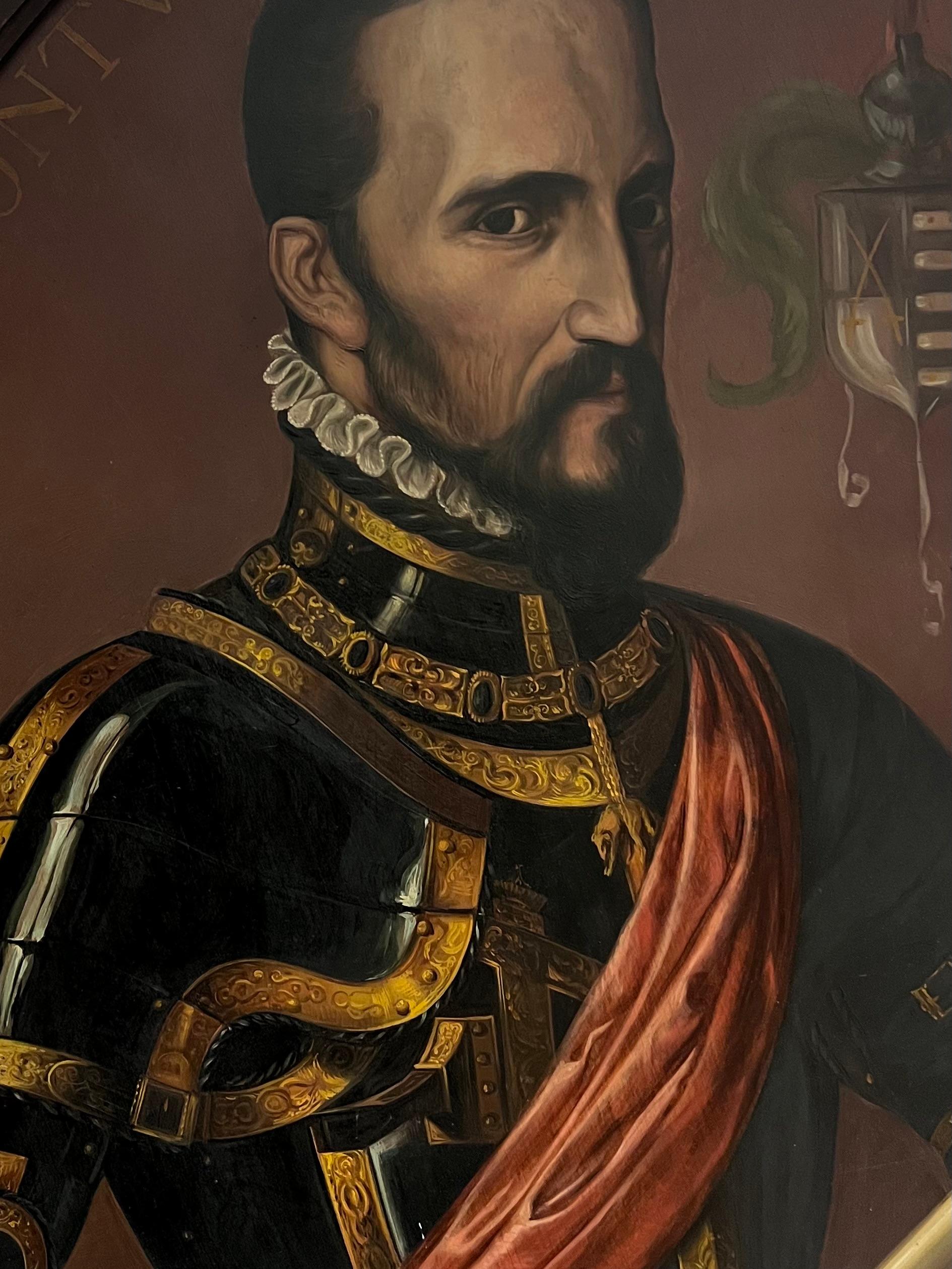 Riesiges antikes Ölgemälde Porträt Fernando Álvarez de Toledo 3. Herzog von Alba (Schwarz), Portrait Painting, von Spanish Antique