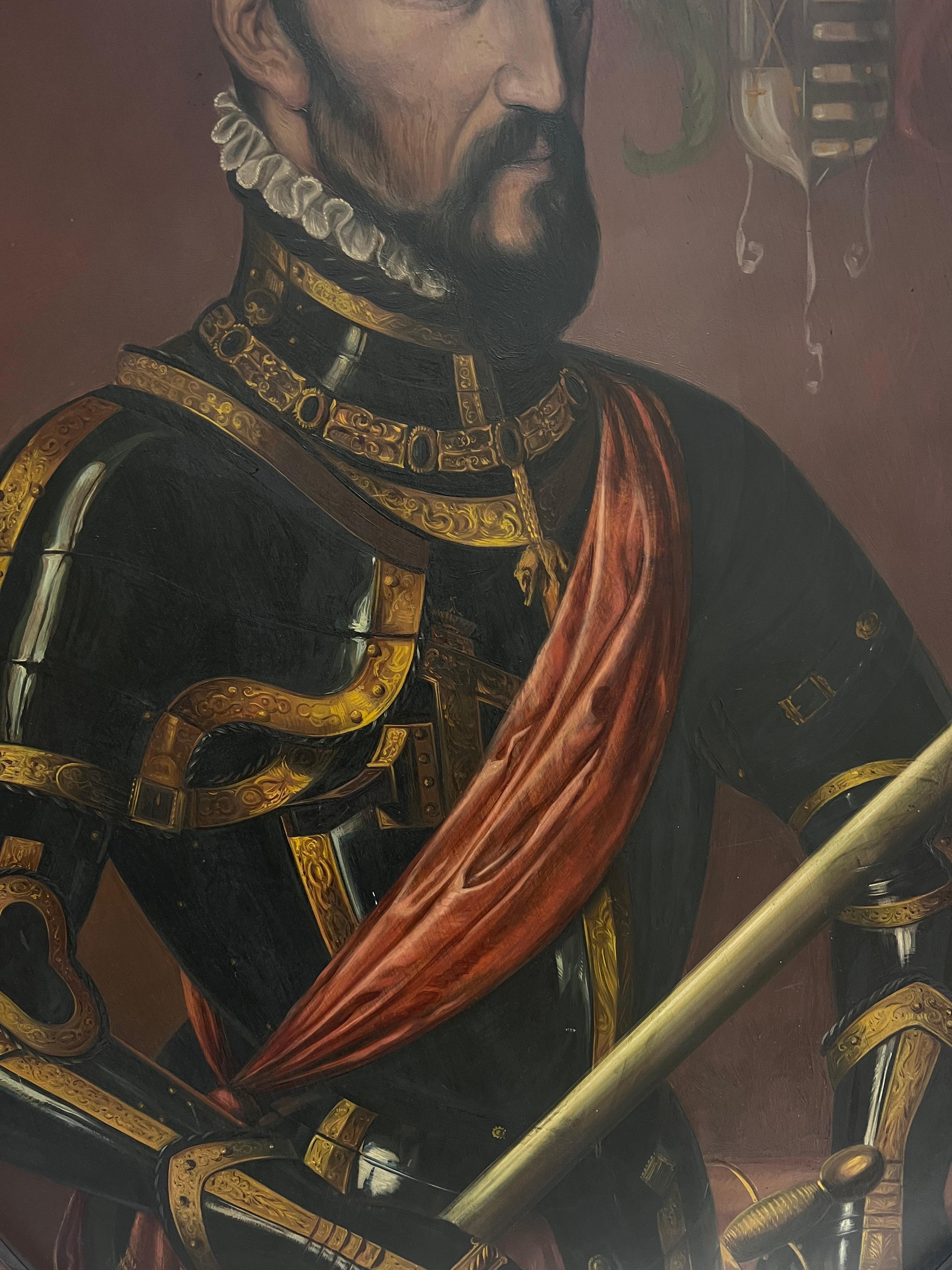 Riesiges antikes Ölgemälde Porträt Fernando Álvarez de Toledo 3. Herzog von Alba im Angebot 1