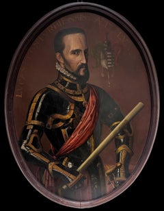 Huge Antique Oil Painting Portrait Fernando Álvarez de Toledo 3rd Duke of Alba