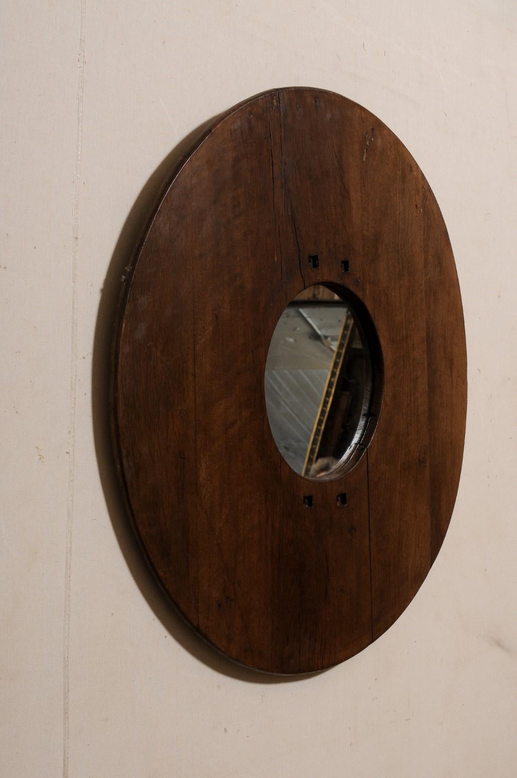 Spanish Antique Round Brazier Mirror, 3.5 Ft Diameter For Sale 3