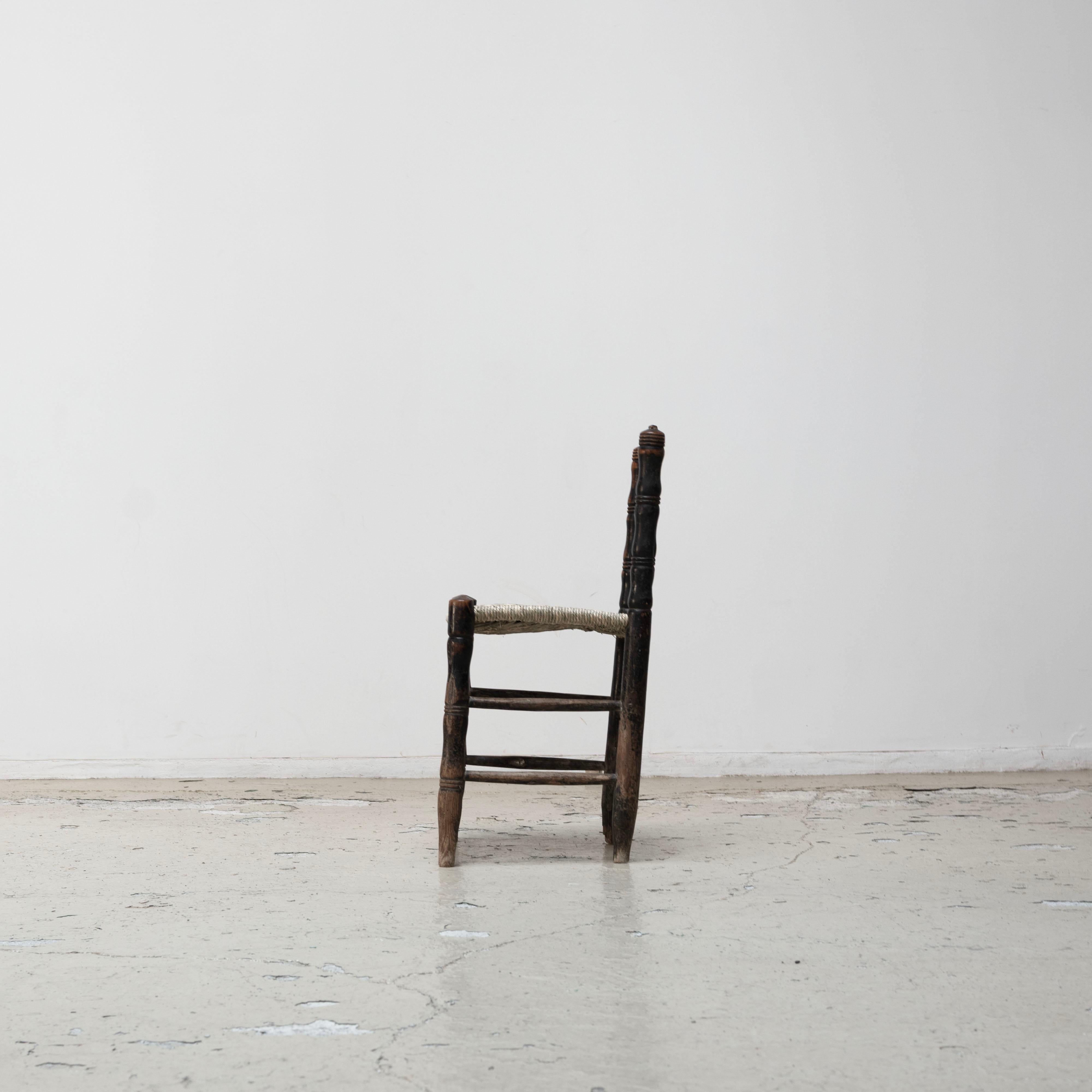 Wood Spanish Antique rush chairs , 1880s For Sale