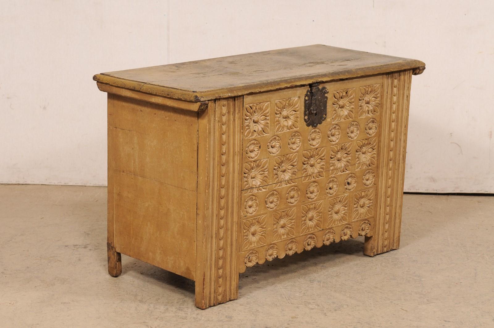 Spanish Antique Small Wooden Desk w/Unique Carved 
